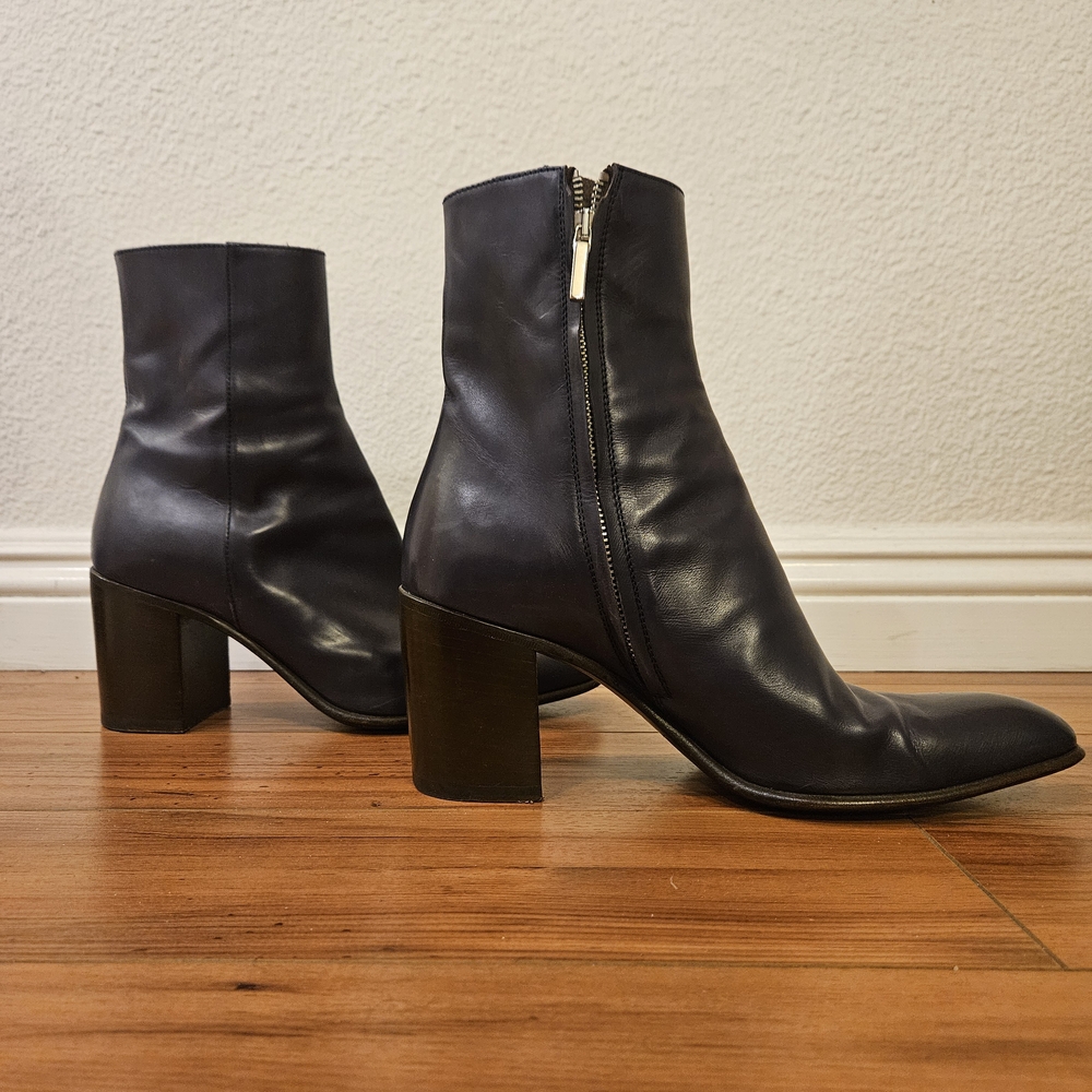 ALESANDRO VASINI JANIS 80MM ANKLE BOOT IN BLUE CALFSKIN 42/9US
